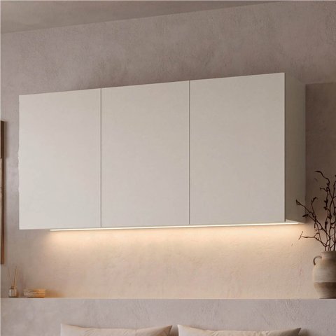 Ponte Planejada Casal 3 Portas com LED Samambaia CabeCasa MadeiraOriginals Off White