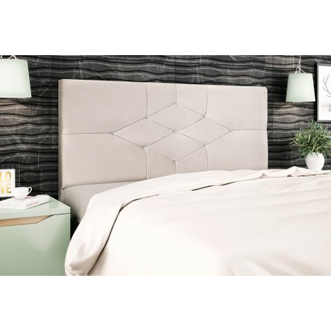 Cabeceira Casal King Jbe Moveis Camboriú Bege195cm para Cama Box 193cm Decoração Quarto Preto
