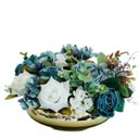 Ver imagem 1 de Arranjo com Flores Rosas Mistas Azul Artificiais Vaso Ouro