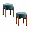 Ver imagem 1 de Conjunto - 2 Puffs Banqueta Lotus Luxo Castellar Móbile Linho Azul