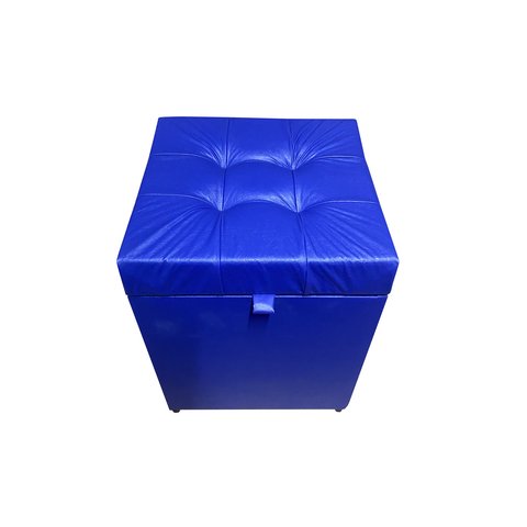Puff Baú Quadrado - 1 Lugar - 36x36cm- Azul Royal Corino