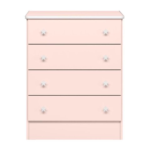 Cômoda 4 Gavetas Doce Sonho Rosa Acetinado