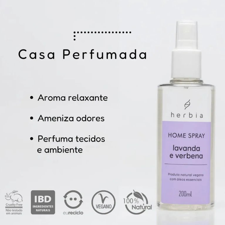 Home Spray Água Perfumada Natural Lavanda e Verbena 200ml - Herbia - 4