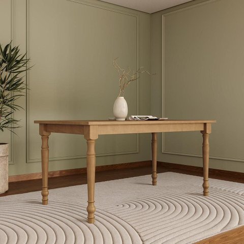 Mesa de Jantar 6 Lugares 160cm Madeira Maciça Pés Torneados Lazuli F06 Freijó - Lyam Decor