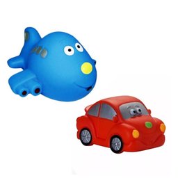 Kit Com 5 Brinquedos De Vinil Para Bebê Maralex - Carro, Avião, Porco, Cachorro e Tigre - 3