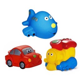 Kit Com 5 Brinquedos De Vinil Para Bebê Maralex - Carro, Avião, Trem, Cachorro e Panda - 2