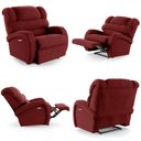 Ver imagem 6 de Poltrona do Papai Reclinável Kalie Elétrica Botão Led Massagem Fh9 Veludo Vermelho - Mpozenato