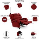 Ver imagem 3 de Poltrona do Papai Reclinável Kalie Elétrica Botão Led Massagem Fh9 Veludo Vermelho - Mpozenato