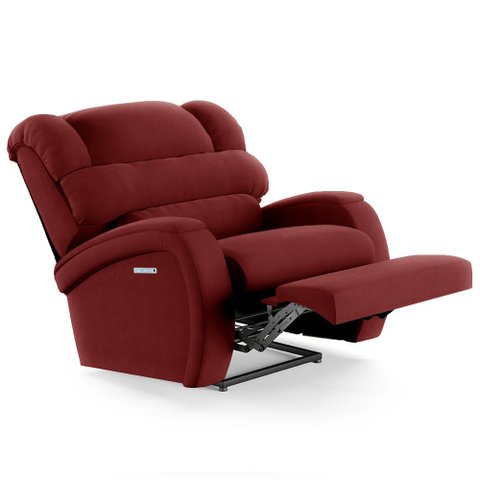 Poltrona do Papai Reclinável Kalie Elétrica Botão Led Massagem Fh9 Veludo Vermelho - Mpozenato
