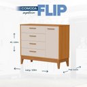 Ver imagem 4 de Quarto Completo com Roupeiro 4 Portas Flip Bege/Areia Fosco/Savana