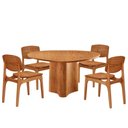 Ver imagem 2 de Mesa Selene Tampo 135 Laminado com 4 Cadeiras Malta Gold Moderna Mobília