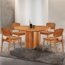 Ver imagem 1 de Mesa Selene Tampo 135 Laminado com 4 Cadeiras Malta Gold Moderna Mobília