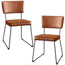 Ver imagem 1 de Kit 2 Cadeiras Decorativas Estofada Sala De Jantar Base Aço Allana L02 Couríssimo Camel - Lyam