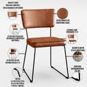 Ver imagem 5 de Kit 2 Cadeiras Decorativas Estofada Sala De Jantar Base Aço Allana L02 Couríssimo Camel - Lyam
