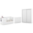 Ver imagem 1 de Dormitório Completo Infantil Tutto New 2 Portas de Correr, Cômoda 4 Gavetas, Berço Formare Branco So