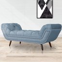 Ver imagem 1 de Recamier Calçadeira Estofado Sienna Casal 140 Cm Linho Azul - LM DECOR