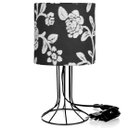 Ver imagem 1 de Abajur Torre Cilindrico Floral Prata com Aramado Preto