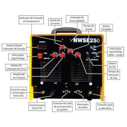 Máquina de Solda Tig 250 Ampéres Inversora Ac/dc Alumínio em Tig - Nwse250 - 4