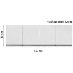 Armario Aereo 160 cm 4 Portas Andreia Branco REAJL Moveis - 4