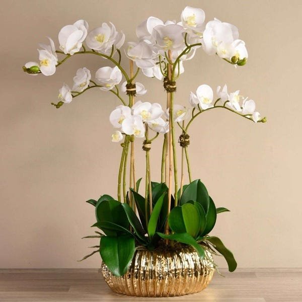 2 Galhos folhas de orquideas em silicone com toque realista - 5