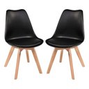 Ver imagem 1 de Kit 2 Cadeiras Charles Eames Wood Leda Preta para Sala de Jantar