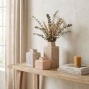 Ver imagem 3 de Kit 3 Vaso Decorativo Enfeite Casa Home&co Cerâmica Bege - G:23x10x10 M:16x10x10 P:10x10x10 Cm