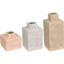 Ver imagem 1 de Kit 3 Vaso Decorativo Enfeite Casa Home&co Cerâmica Bege - G:23x10x10 M:16x10x10 P:10x10x10 Cm