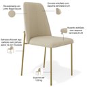 Ver imagem 4 de Kit 06 Cadeiras Decorativa Estofada para Sala de Jantar Dourada Bella L02 Linho Bege Escuro - Lyam D