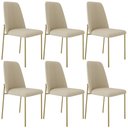 Ver imagem 1 de Kit 06 Cadeiras Decorativa Estofada para Sala de Jantar Dourada Bella L02 Linho Bege Escuro - Lyam D