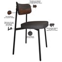 Ver imagem 4 de Kit 08 Cadeiras Estofada para Sala de Jantar Astrid Preto C01 Linho Preto Courino Whisky - Lyam Deco