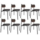 Ver imagem 1 de Kit 08 Cadeiras Estofada para Sala de Jantar Astrid Preto C01 Linho Preto Courino Whisky - Lyam Deco