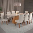 Ver imagem 2 de Mesa de Jantar 8 Lugares Barth com Vidro Mel/marfim/off White - Viero Móveis