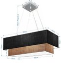 Ver imagem 2 de Lustre Pendente Duplo Retangular Vivare Md-4322 Cúpula em Tecido 99x40cm x 80x30cm - Preto / Palha