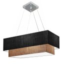 Ver imagem 1 de Lustre Pendente Duplo Retangular Vivare Md-4322 Cúpula em Tecido 99x40cm x 80x30cm - Preto / Palha