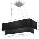 Ver imagem 2 de Lustre Pendente Duplo Retangular Vivare Md-4321 Cúpula em Tecido 80x40cm x 70x30cm - Preto / Preto
