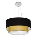 Ver imagem 1 de Lustre Pendente Duplo Cilíndrico Vivare Md-4061 Cúpula em Tecido 50x40cm - Preto / Palha