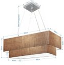 Ver imagem 2 de Lustre Pendente Duplo Retangular Vivare Md-4322 Cúpula em Tecido 99x40cm x 80x30cm - Palha