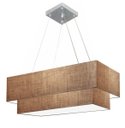 Ver imagem 1 de Lustre Pendente Duplo Retangular Vivare Md-4322 Cúpula em Tecido 99x40cm x 80x30cm - Palha