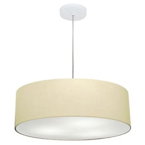 Lustre Pendente Cilíndrico Vivare Md-4217 Cúpula Tecido 50x15cm - Algodão Crú