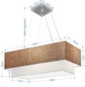 Ver imagem 2 de Lustre Pendente Duplo Retangular Vivare Md-4322 Cúpula em Tecido 99x40cm x 80x30cm - Palha / Branco