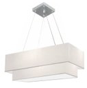 Ver imagem 1 de Lustre Pendente Duplo Retangular Vivare Md-4322 Cúpula em Tecido 99x40cm x 80x30cm - Branco