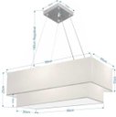 Ver imagem 2 de Lustre Pendente Duplo Retangular Vivare Md-4322 Cúpula em Tecido 99x40cm x 80x30cm - Branco