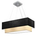 Ver imagem 1 de Lustre Pendente Duplo Retangular Vivare Md-4321 Cúpula em Tecido 80x40cm x 70x30cm - Preto / Bege