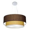 Ver imagem 1 de Lustre Pendente Duplo Cilíndrico Vivare Md-4179 Cúpula em Tecido 70x60cm - Café / Palha