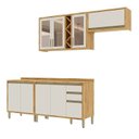 Ver imagem 3 de Armário de Cozinha Compacta Modulada 4 Peças 8 Portas com Vidro 280cm 100% MDF Barbados Espresso Móveis Bege/Amêndoa/Off White