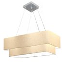 Ver imagem 1 de Lustre Pendente Duplo Retangular Vivare Md-4322 Cúpula em Tecido 99x40cm x 80x30cm - Algodão Crú