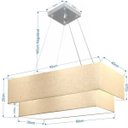 Ver imagem 2 de Lustre Pendente Duplo Retangular Vivare Md-4322 Cúpula em Tecido 99x40cm x 80x30cm - Algodão Crú