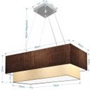 Ver imagem 2 de Lustre Pendente Duplo Retangular Vivare Md-4321 Cúpula em Tecido 80x40cm x 70x30cm - Café / Bege