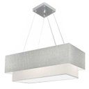 Ver imagem 1 de Lustre Pendente Duplo Retangular Vivare Md-4322 Cúpula em Tecido 99x40cm x 80x30cm - Rustico Cinza /