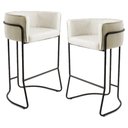 Ver imagem 1 de Kit 2 Banquetas Decorativas Base Aço Preto Betina C-107 Linho Creme - Domi